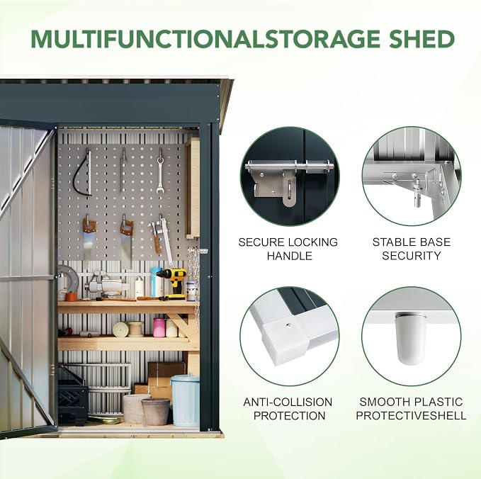 Breezz 5x3FT Vertical Outdoor Steel Storage Shed - Image 7