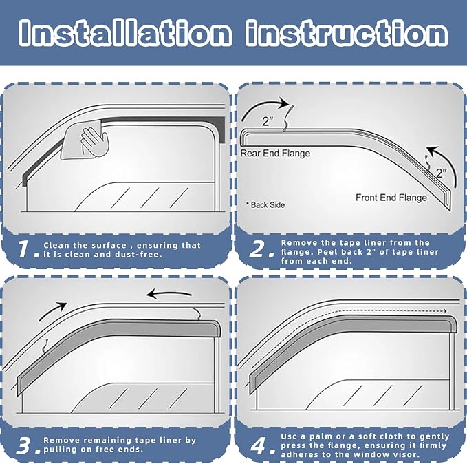 Window Visors Rain Guards fits 2008-2023 Dodge Challenger, Out-Channel Side - Image 5