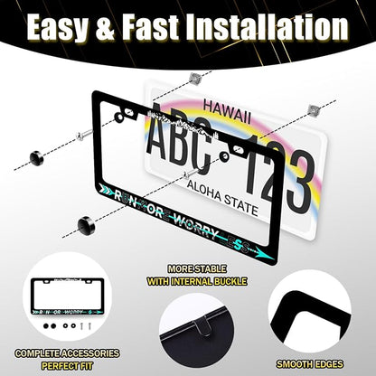 Run More Worry Less License Plate Frame Mountain Arrow License Plate Holder - Image 5