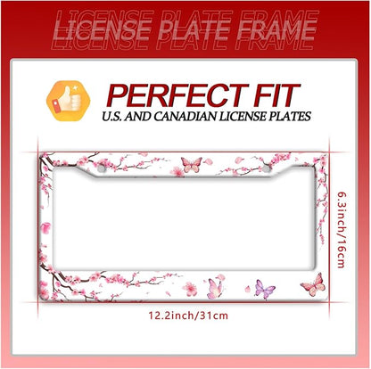 Pink Cherry Blossom Butterfly License Plate Frame Beautiful Flowers License - Image 7