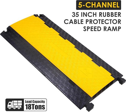 OrangeStar 2-Pack Rubber Cable Protector Ramp Heavy Duty 5-Channel Wire Cord - Image 4