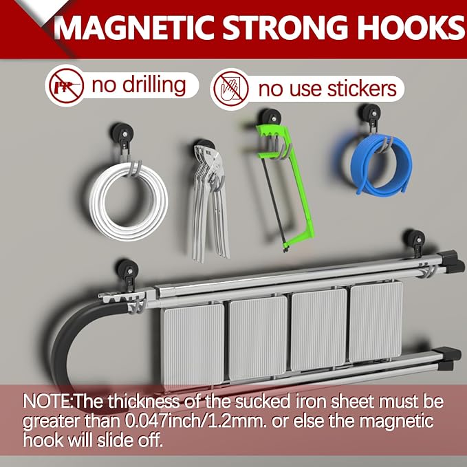 3-H Heavy Duty Magnet Garage Hooks 4 Pack, J Shape Strong Magnetic Hooks - Image 6