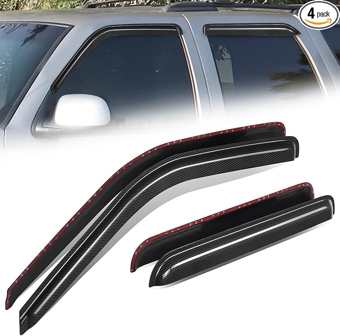 Auto Dynasty 4PCS Carbon Fiber Pattern Window Visors Compatible by AutoDynasty