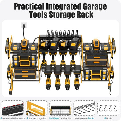 CCCEI Yellow Power Tool Organizer Wall Mount, Large Tools and Battery Storage - Image 6