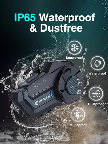 Motorcycle Intercom Headset, Moman H2 Pro【1 Pack Carbon】 Helmet Wireless - Image 7