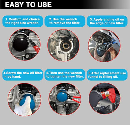 8pcs Oil Filter Wrench Set, Oil filter Removal Tool Adjustable from - Image 9