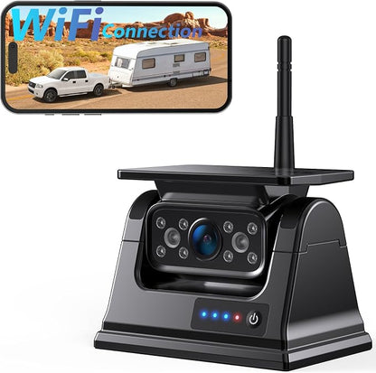 WiFi Magnetic Solar Wireless Backup Camera, 10500mAh Rechargeable 1080P Rear by DVKNM