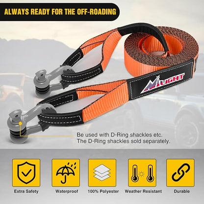 Nilight 3" x 20' Recovery Tow Strap Lab Tested 31, 500lbs Break Strength Heavy - Image 4