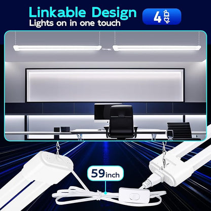 hykolity 4 Pack Linkable LED Shop Light, 4FT 44W, 5000K Daylight, Plug-in - Image 4