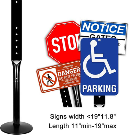 Parking Sign Post 48" Heavy Duty Cast Iron Parking Signs Stand, Movable Sign - Image 2