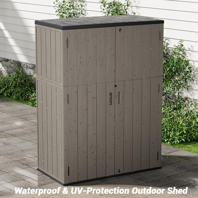 KINYING Outdoor Storage Shed, 57 Cu.ft Vertical Outdoor Storage Cabinet - Image 6