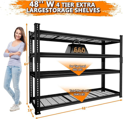 Storage Shelves Heavy Duty 4 PCS, 4-tier Adjustable Metal Industrial Utility - Image 3