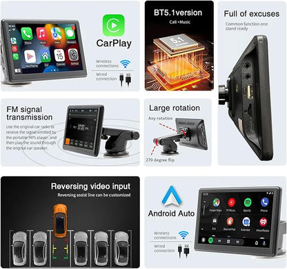 Portable Wireless CarPlay and Android Auto Screen - Image 2