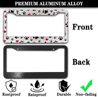 License Plate Frames Black, and Red License Plate Bracket Dog Footprints - Image 3