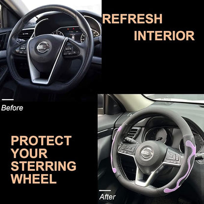 PINCTROT D Shaped Comfy Grip Steering Wheel Cover, Anti-Slip Design, Flat - Image 4