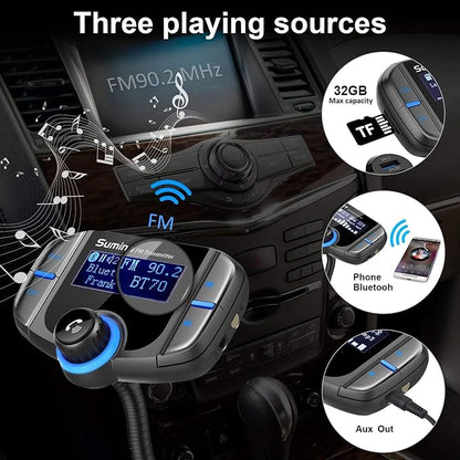 Upgraded Bluetooth FM Transmitter, Wireless Radio Adapter Hands Free Car Kit - Image 5