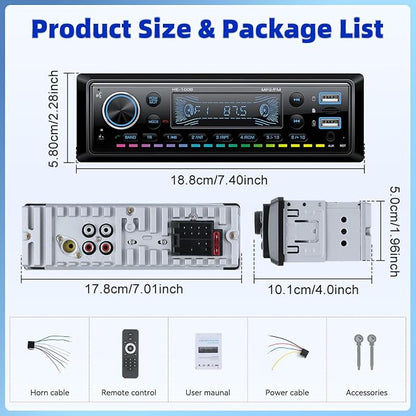 Single Din Bluetooth 5.0 Hands-Free Calling Car Stereo LCD Digital Display FM - Image 7