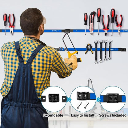 4 Pieces 24" Magnetic Tool Holder Strip, Metal Tool Organizer Rack - Image 3