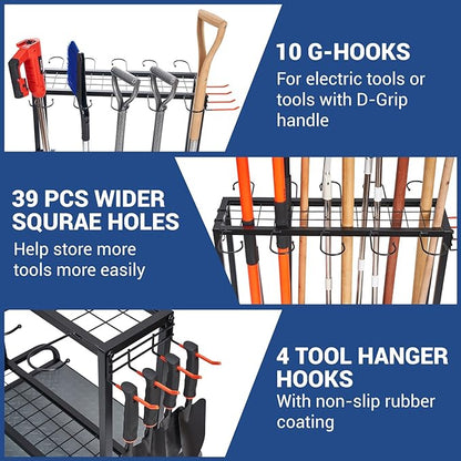 Garden Tool Organizer, Yard Tools Rack Holds 55 Long-Handled Tools/Rakes/Brooms - Image 2