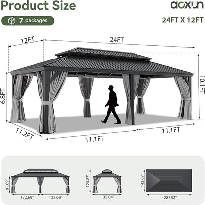 Aoxun 12' X 24' Hardtop Gazebo - Image 7