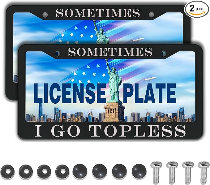 Front License Plate Bracket Black and White License Plate Frames Sometimes I Go by Unknown