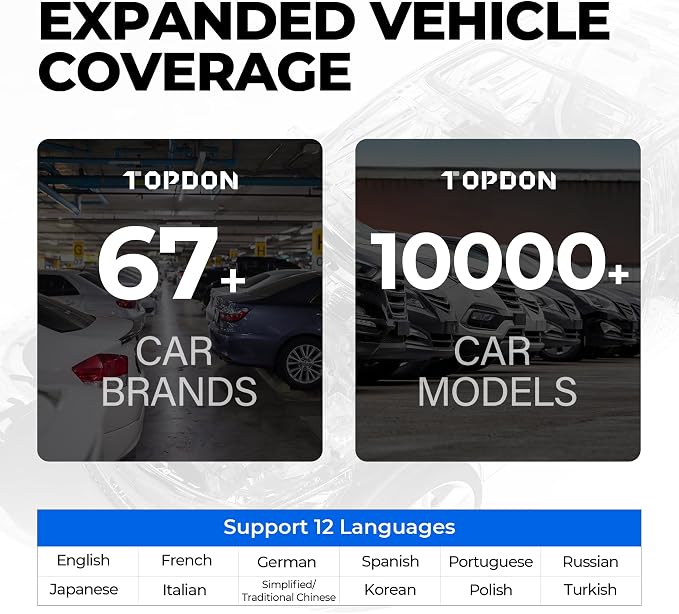OBD2 Scanner TOPDON AD500, Oil SAS Throttle TPMS BMS EPB Reset, Engine ABS SRS - Image 6