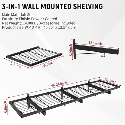 2 Pack Garage Wall Shelves, Heavy Duty Wall Shelf Organizer - Image 2