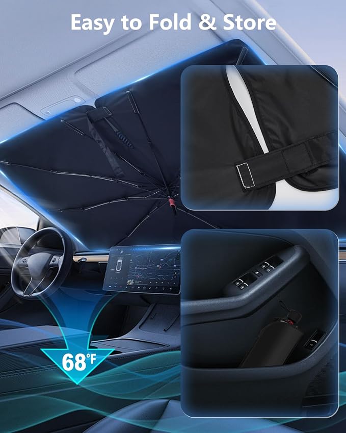 Car Windshield Sun Shade-Sun Ray Reflective Front Window Cover, Foldable Car - Image 7