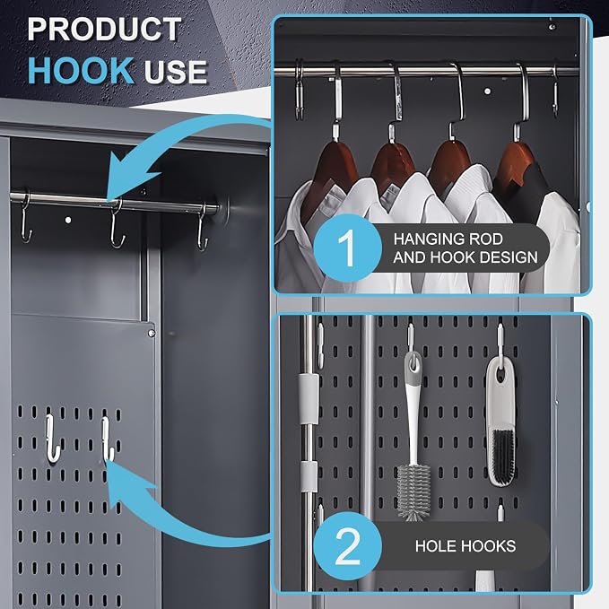 GREATMEET 72.8" Broom Storage Cabinet，Metal Storage Cabinets - Image 5