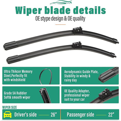 26" 22" 13" Windshield Wiper Blades Replacement - Image 3