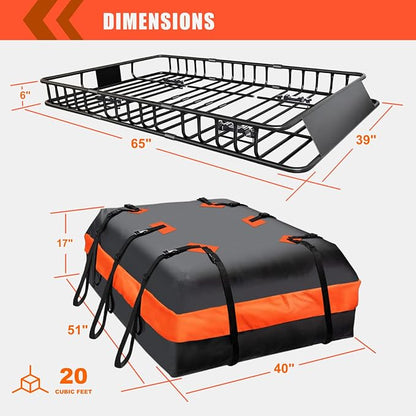MeeFar Roof Rack Carrier Basket Universal Rooftop 65" X 39" X 6" Large Size - Image 2