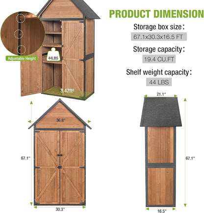 GUTINNEEN Sheds Outdoor Storage Wooden Garden Tool Shed - Image 6