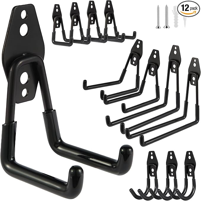 Steel Garage Hooks Wall Tool Organizer, 12 Pack Garage Storage Hook Heavy Duty by Unknown