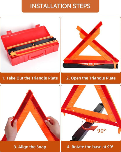 Noone Safety Triangles DOT Approved, 3 Pack Foldable Warning Reflective - Image 5