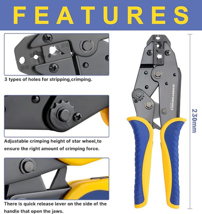 Haisstronica Crimping Tool for Spark Plug Ignition Wire, 8.5mm Ratchet Wire - Image 4