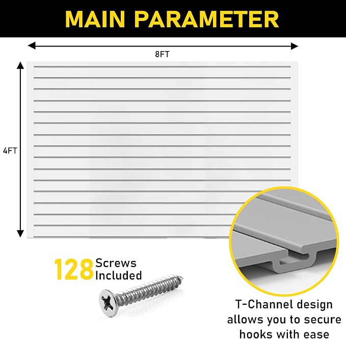 Slatwall Panel Garage Wall Organizer: Heavy Duty Wall Mounted PVC Wall Rack - Image 7
