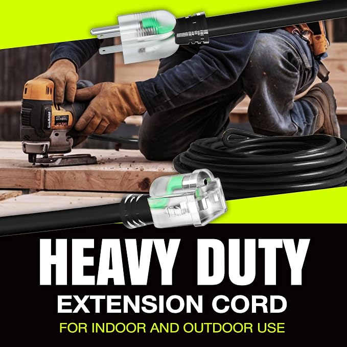 6ft Outdoor/Indoor Extension Cord 16/3 Gauge Heavy Duty 3 Prong SJTW, Waterproof - Image 7