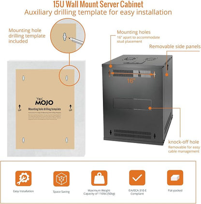 Tecmojo 15U Wall Mount Rack Network Cabinet - Image 5