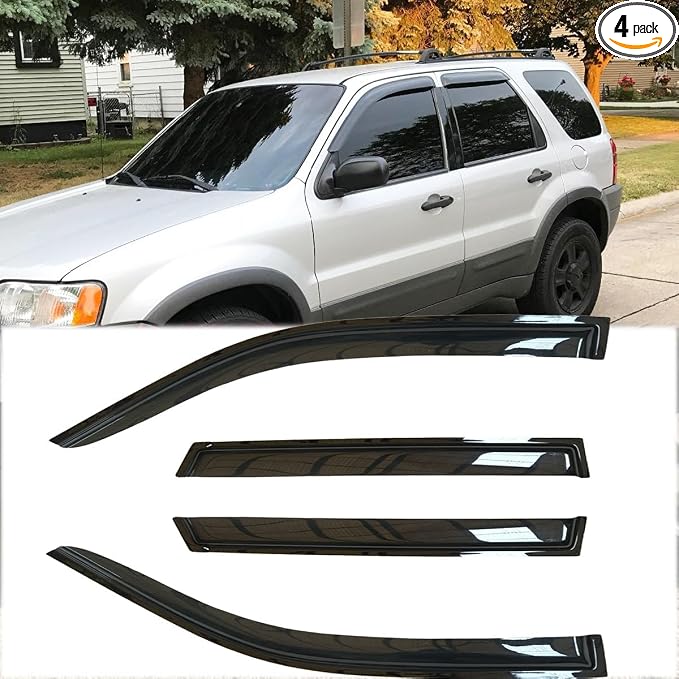 4pcs Shatterproof Outside Mount Style Sun Rain Guard Stylish Side Window Wind by Deebior