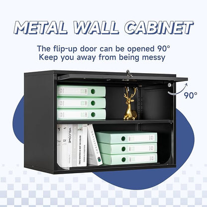 Metal Wall Cabinet with Locking Door and Shelf, Hanging Garage Cabinets with - Image 4