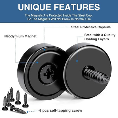 MIKEDE Rare Earth Neodymium Cup Magnets, 70LB Strong, 6 Pack - Image 6