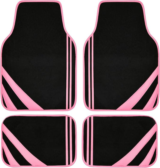 CAR PASS Pink Edge Faux Leather Car Floor Mats Universal Car Carpet Mats by CARPASS