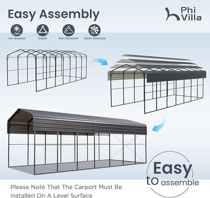 PHI VILLA 35 x 14 ft Heavy Duty Metal Carport - Image 5
