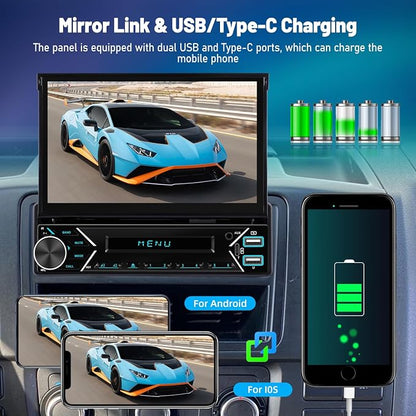 Single Din Car Stereo with Wireless Carplay and Android Auto - Image 5