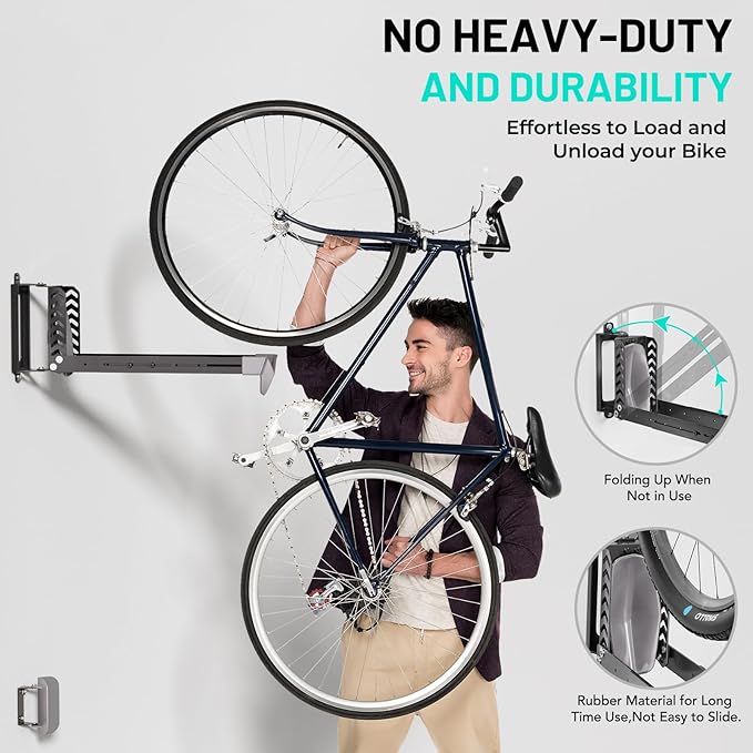 3-Pack Swivel Bike Rack Wall Mount, Bike Hangers - Image 3