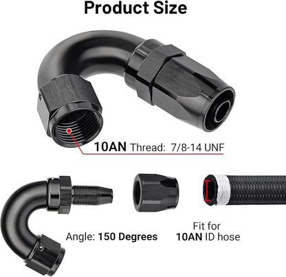 EVIL ENERGY 10AN 150 Degree One Piece Full Flow Hose End Fitting Swivel - Image 2