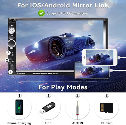 CAMECHO 7" Double Din Car Stereo Audio Bluetooth MP5 Player USB FM Multimedia - Image 3