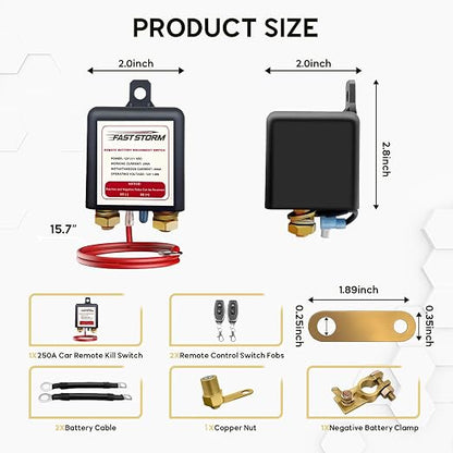 Car Remote Battery Disconnect Switch 12V, 250A Top Post Negative Battery Shut - Image 6