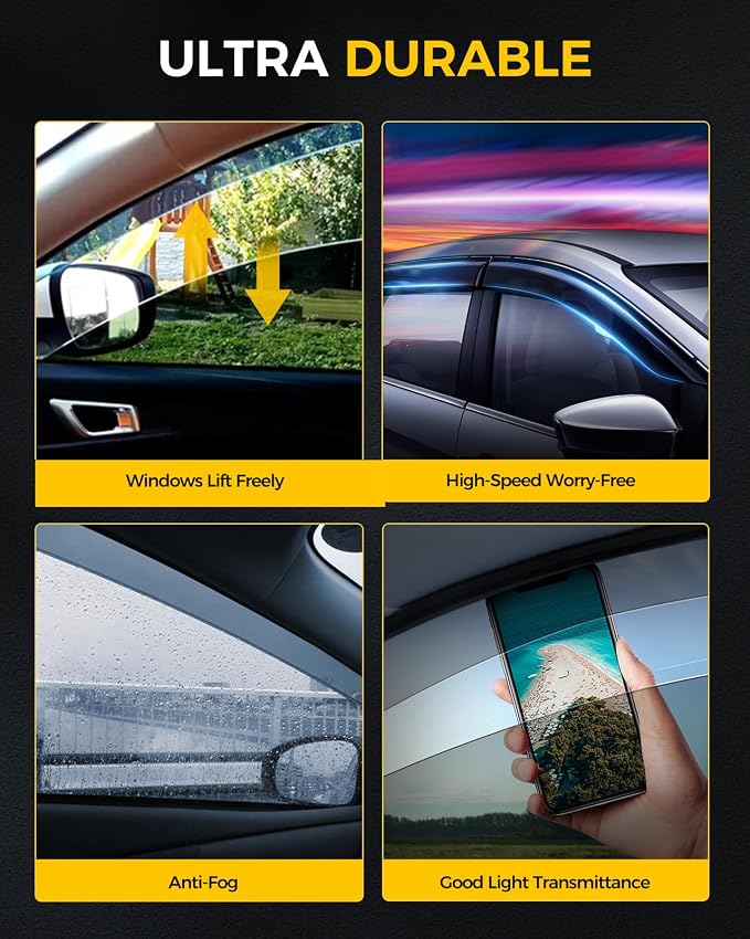 Rain Guards for Car Windows, Tape-On Window Visors Rain Guards Fit for - Image 3