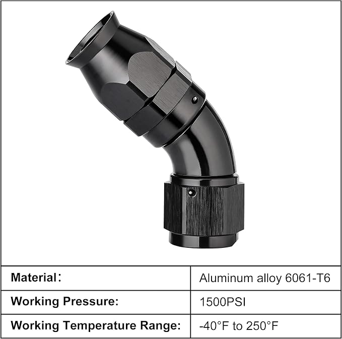 EVIL ENERGY 6AN 45 Degree PTFE One Piece Full Flow End Hose Fitting Aluminum - Image 3